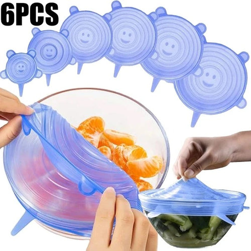 Couvercle élastique réglable en Silicone pour aliments, couvercles extensibles universels pour canettes, plats, bol, cuisine extensible réutilisable 6 pièces/lot