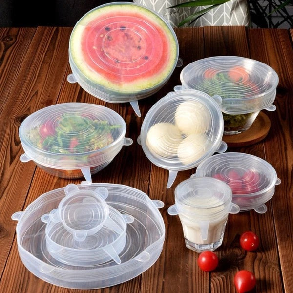 Couvercle élastique réglable en Silicone pour aliments, couvercles extensibles universels pour canettes, plats, bol, cuisine extensible réutilisable 6 pièces/lot