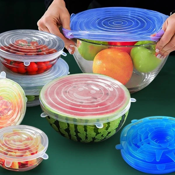 Couvercle élastique réglable en Silicone pour aliments, couvercles extensibles universels pour canettes, plats, bol, cuisine extensible réutilisable 6 pièces/lot